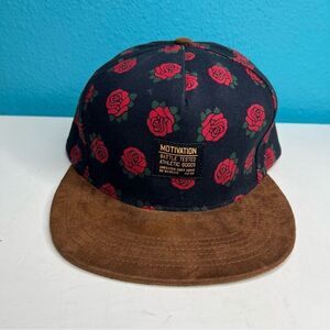 Motivation battled tested athletic goods roses  Pattern cap with Brown Brim